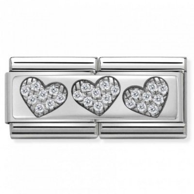 Nomination DOUBLE RICH WHITE CZ 3 HEARTS