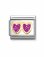 Nomination 18ct Gold Glitter Double Fuchsia Heart Charm.