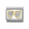 Nomination 18ct Gold Double Heart Glitter Plate Charm.