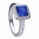DiamonFire Silver Blue Zirconia Square Ring