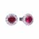 DiamonFire Silver Red Halo Zirconia Cluster Earrings