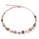 Necklet GeoCUBE® big Gemstones, Swarovski® Crystals & stainless steel rose gold brown