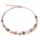 Necklet, Bracelet & Earring set GeoCUBEÂ® big Gemstones, SwarovskiÂ® Crystals & stainless steel rose gold brown