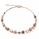 Necklet, Bracelet & Earring set GeoCUBE® big Gemstones, Swarovski® Crystals & stainless steel rose gold brown