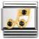 Nomination Stainless Steel, 18ct Gold CZ set Black Music Note Charm.