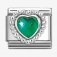 Nomination Silver Green Heart shaped Faceted CZ Dots Edge Charm