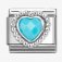 Nomination Silver Turquoise Heart shaped Faceted CZ Dots Edge Charm