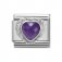 Nomination Silver Purple Heart shaped Faceted CZ Rope Edge Charm