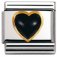 Nomination Classic Black Agate Heart Charm 18ct Gold.