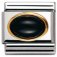 Black Agate Oval Nomination Classic Charm | Stainless Steel, 18ct Gold & Natural Hard Stone.