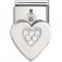Nomination Drop CZ Heart Charm in Stainless Steel, CZ & Silver.