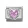 Nomination Silver Pink Heart shaped Faceted CZ Rope Edge Charm