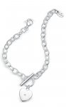 Silver D For Diamond Heart Bracelet