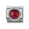 Nomination Silver Shine Round Facetted CZ Charm Red